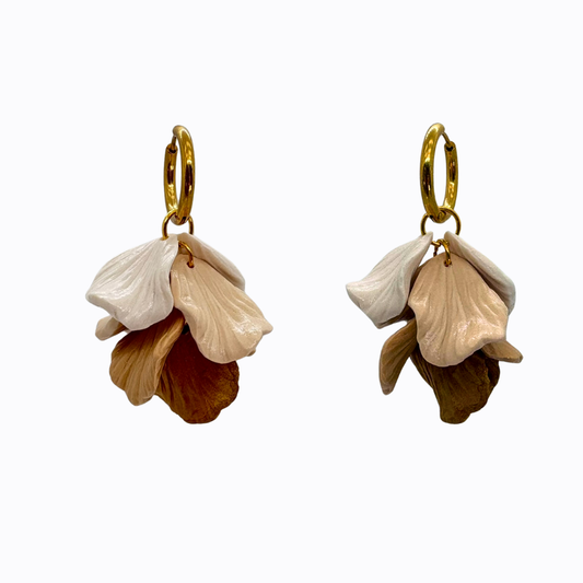 Aros Pétalos Degradé dorado y blanco