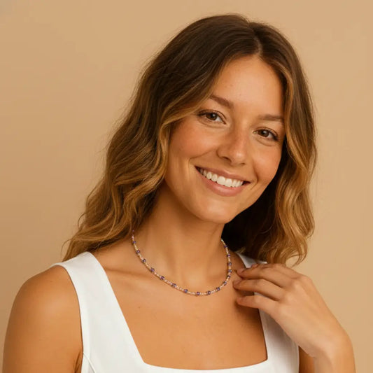 Collar Chocker Amatista Oro 18k