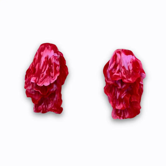 Aros Pétalos rojo y rosado Deconstruidos - Par único