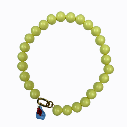 Collar Color Pop Amarillo Pastel con Colgante de Coral Rojo