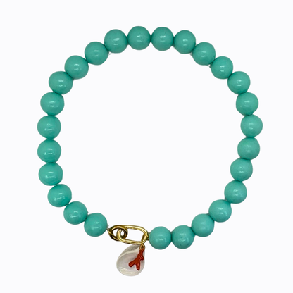 Collar Color Pop Celeste con Colgante de Coral Naranjo