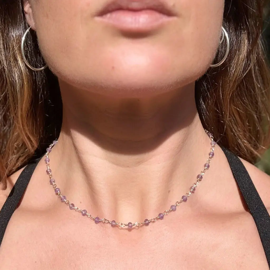 Collar Chocker Amatista Oro 18k