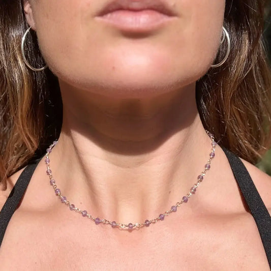 Collar Chocker Amatista Oro 18k