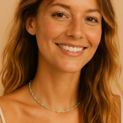 Collar Chocker Amazonita Oro 18k