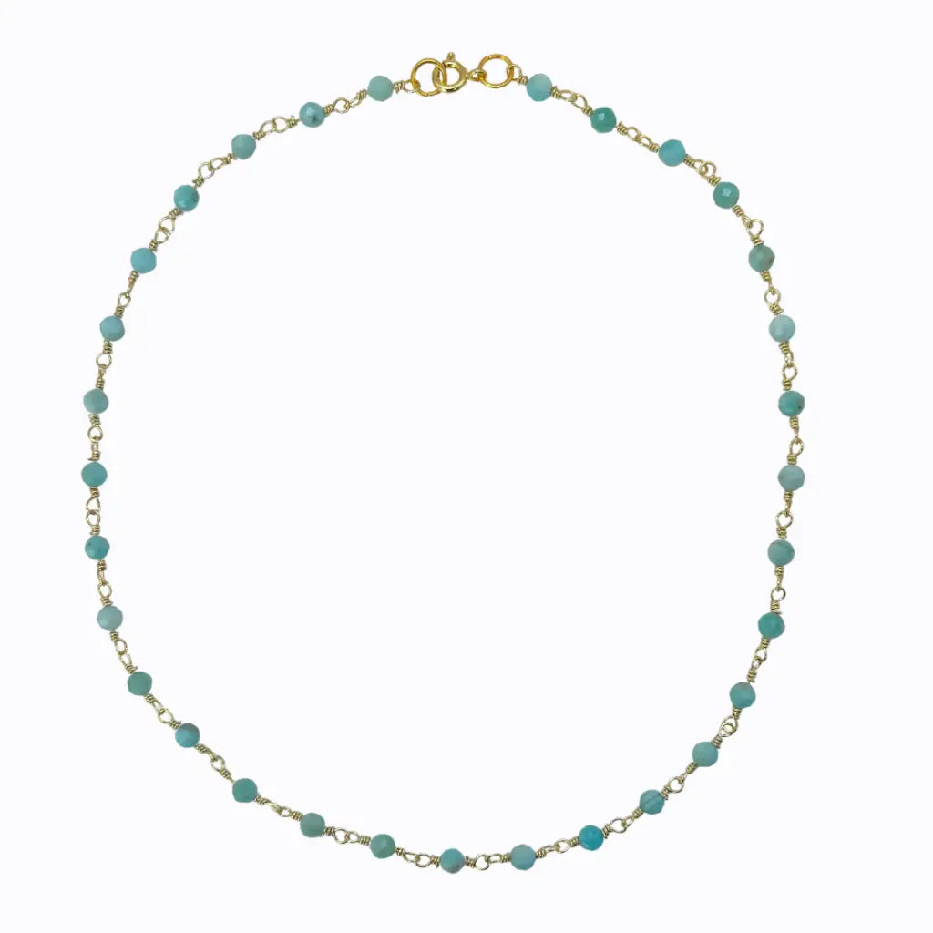 Collar Chocker Amazonita Oro 18k