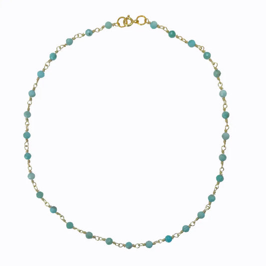 Collar Chocker Amazonita Oro 18k