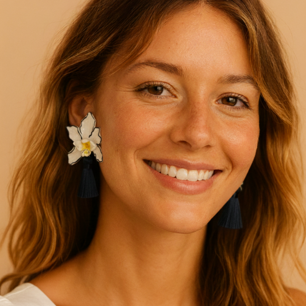 Aros Orquídeas Blanco y Negro