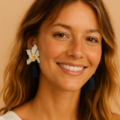 Aros Orquídeas Blanco y Negro