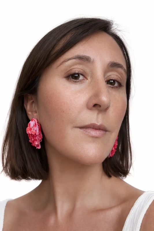 Aros Pétalos rojo y rosado Deconstruidos - Par único